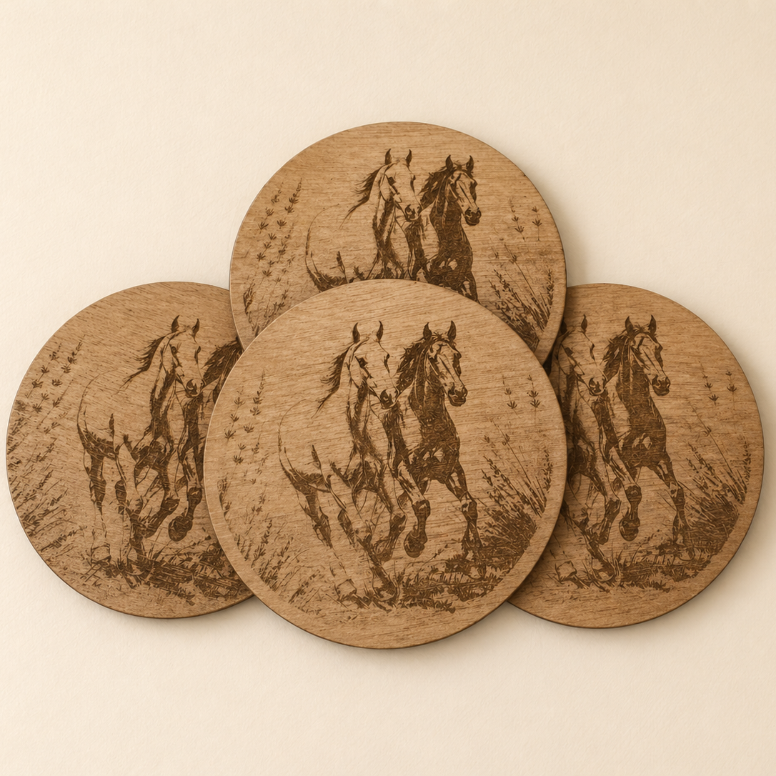 Horse Engraved Coaster Set